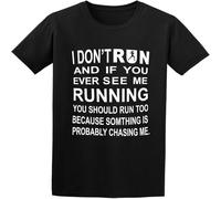 BOINAITS I Don't Run. If Running You Should Too T-Shirt Graphic Printed Funny Tee for Men Black XXL