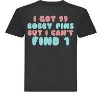 BOINAITS I Got 99 Bobby Pins Work t Shirts for Men Black L