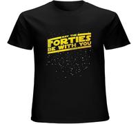 BOINAITS May The Forties Be with You Vintage 40Th Birthday Distressed Star Illustration 87 T Shirt Men's Tees Black L
