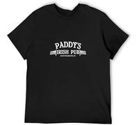 BOINAITS Paddy' Pub Philadelphia - Always Sunny TV Show St Patrick' Day Casual Custom Short Sleeve Cotton T Shirt Black L