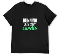 BOINAITS Running Late is My Cardio Wo Casual Custom Short Sleeve Cotton T Shirt Black XL