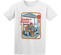 BOINAITS Satan is Waitin' Mens Short Sleeve T Shirt White XL