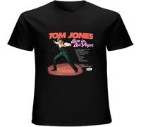 BOINAITS Tom Jones - Live in Las Vegas Men Casual Custom Short Sleeve Cotton T Shirt Black L