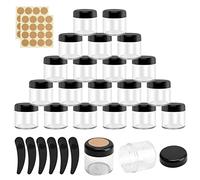 Boisbresil 20 Pezzi Barattoli per Cosmetici 40ml/40g, Set Vasetti Plastica Trasparente Barattolo Cosmetici Vuoto Viaggio Barattolini con Tappocon 6 Raschietti e 2 Adesivi, Nero