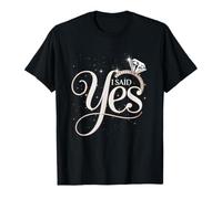 boiszeda Mi ha chiesto e io Ho Detto Sì T-Shirt Finalmente Le Ho chiesto di sposarmi Divertenti Frasi di Coppia Maglietta per Donna/Uomo