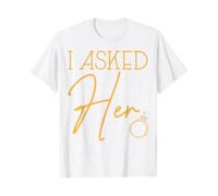 boiszeda Mi ha chiesto e io Ho Detto Sì T-Shirt Finalmente Le Ho chiesto di sposarmi Divertenti Frasi di Coppia Maglietta per Donna/Uomo