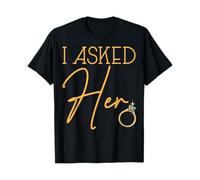 boiszeda Mi ha chiesto e io Ho Detto Sì T-Shirt Finalmente Le Ho chiesto di sposarmi Divertenti Frasi di Coppia Maglietta per Donna/Uomo
