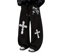 boiszeda Pantaloni da Jogging con Stampa della Croce di Gesù per Uomo e Donna Jogging Punk gotici dal Taglio Casual Pantaloni della Tuta Hip-Hop con Tasche