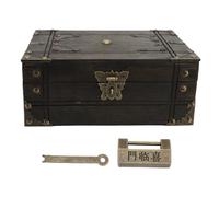 Boîte de rangement en bois vintage, boîte de bijoux en bois exquise de style chinois rétro (Con chiave di blocco)