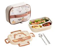 Boîte Repas - Boîte À Lunch Pour in Acier Inoxydable | Boîteà Lunch Enfant, LunchBox À 3 compartiments Avec Ustensiles, Facile À Nettoyer, Pour École, Bureau, Pique-Nique, Voyage, Plein Air, C