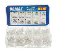 BOJACK 10 colori 400 pezzi 3mm diodi a lampe Kit di confezioni (Trasparente DC 2 V - 3,2 V 20 mA) Lampadine a incandescenza luminose Componenti elettronici 3 mm diodi ad emissione di luce Parti
