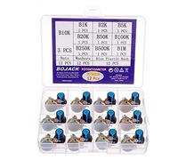 BOJACK 10 valori 12 pezzi B1K-B1M Ohm Albero zigrinato 3 terminali Potenziometri rotativo conico lineare (WH148) Kit assortimento di Resistori variabili a film singolo in carbonio
