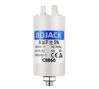 BOJACK CBB60 Condensatore di avviamento motore elettrico 8µF 450V, per pompe piscina e motori elettrici 8µF 450Volt 35x68MM, connettore M8 50/60Hz