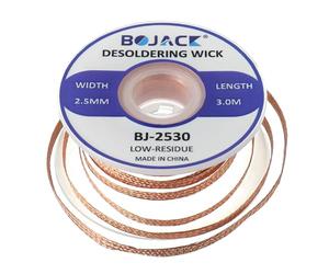BOJACK Treccia dissaldante Wick 2,5 mm x 3,0 m Filo dissaldante per rimozione per smontaggio di componenti elettronici, rimozione di saldature, pulizia o riparazione di accessori (1 pezzo)