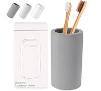 BOJDOPIE Portaspazzolino in diatomite organica, assorbimento d'acqua, asciugatura rapida, organizer da bagno, supporto per dentifricio, pennelli da trucco, rasoi (grigio chiaro)