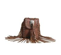 BOJHGO Borsa a tracolla piccola con catena sottile e rivetto da donna, for cellulare, casual(Brown)