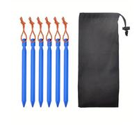 BOJHGO Set da 12 picchetti for Tenda Ultraleggeri in Lega di Alluminio 18 cm, for Campeggio all'aperto, con Rinforzo e Borsa portaoggetti Corda Antivento(Blue)