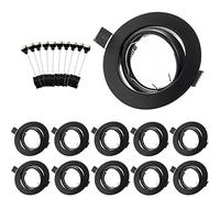 Bojim 10x Faretti Led da Incasso Per Cartongesso Nero, Cornici da Incasso Per Faretto, 30° Orientabile Telaio di montaggio a soffitto con portalampada GU10, IP20 Cornice Per Led 68-80 mm 230V