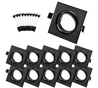 Bojim 10x Faretti Led da Incasso Per Cartongesso Quadrati Nero, Cornice Faretto Incasso Cartongesso, Portafaretto da Incasso Orientabile con portalampada GU10, Cornici da Incasso Per Faretto 68-80 mm