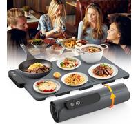 Bojinsey Vassoio Riscaldante Elettrico, Tappetino Tiscaldante in Silicone con 5 Temperature e 6 Tempi di Riscaldamento Rapido Rollable Vassoio Riscaldante Elettrico (Grigio Scuro)