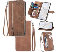 bojioderf Compatibile con Nokia C32 Custodia, compatibile con Nokia C32 4G Portafoglio Cerniera Porta carte Flip Stand Chiusura Magnetica Custodia Brown
