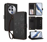 bojioderf Compatibile con Oppo Find X7 Custodia magnetica con supporto in pelle PU Black