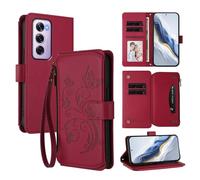 bojioderf Compatibile con Oppo Reno12 Pro 5G Custodia magnetica con supporto in pelle PU Red