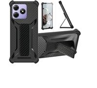 bojioderf Custodia Comaptibile per Blackview OSCAL Wave 8 Cover Custodia Case Ibrida [con Protezione dello Schermo in Vetro temperato] [Supporto Magnetico Pieghevole] Nero