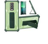 bojioderf Custodia Comaptibile per Doogee Blade 10 Ultra Cover Custodia Case Ibrida [con Protezione dello Schermo in Vetro temperato] [Supporto Magnetico Pieghevole] Verde