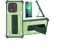 bojioderf Custodia Comaptibile per Emporia Me.6 Cover Custodia Case Ibrida [con Protezione dello Schermo in Vetro temperato] [Supporto Magnetico Pieghevole] Verde