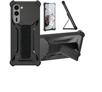 bojioderf Custodia Comaptibile per FCNT Arrows We2 Plus F-51E Cover Custodia Case Ibrida [con Protezione dello Schermo in Vetro temperato] [Supporto Magnetico Pieghevole] Nero