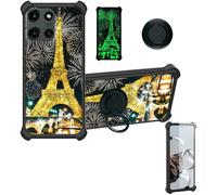 bojioderf Custodia Comaptibile per Motorola Moto Edge 2025 Case Custodia [ con 9H HD Vetro Temperato] Cover Supporto PC + Silicone JSH-TT
