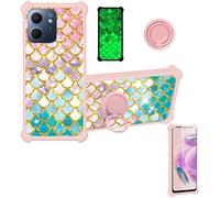 bojioderf Custodia Comaptibile per Oppo A5X 5G Pkw110 Case Custodia [ con 9H HD Vetro Temperato] Cover Supporto PC + Silicone JSF-YL