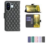 bojioderf Custodia Comaptibile per Vivo X200 Fe V2505 V2503 Case Custodia Cover Supporto Premium in PU [ con 9H HD Vetro Temperato] XXF Black