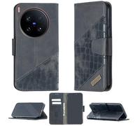 bojioderf Custodia Comaptibile per Vivo X200 Ultra V2454Da V2454A Case Custodia Cover Supporto Premium in PU [ con 9H HD Vetro Temperato] BF04 Black