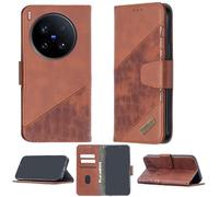 bojioderf Custodia Comaptibile per Vivo X200 Ultra V2454Da V2454A Case Custodia Cover Supporto Premium in PU [ con 9H HD Vetro Temperato] BF04 Brown