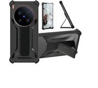 bojioderf Custodia Comaptibile per Vivo X200 Ultra V2454Da V2454A Cover Custodia Case Ibrida [con Protezione dello Schermo in Vetro temperato] [Supporto Magnetico Pieghevole] Nero