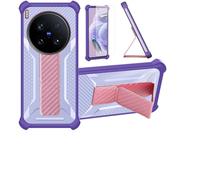 bojioderf Custodia Comaptibile per Vivo X200 Ultra V2454Da V2454A Cover Custodia Case Ibrida [con Protezione dello Schermo in Vetro temperato] [Supporto Magnetico Pieghevole] Viola