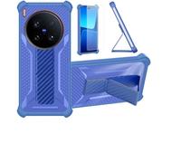 bojioderf Custodia Comaptibile per Vivo X200 Ultra V2454Da V2454A Cover Custodia Case Ibrida [con Protezione dello Schermo in Vetro temperato] [Supporto Magnetico Pieghevole] Blu