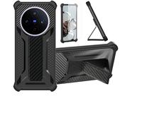 bojioderf Custodia Comaptibile per Vivo X200S V2458A Cover Custodia Case Ibrida [con Protezione dello Schermo in Vetro temperato] [Supporto Magnetico Pieghevole] Nero
