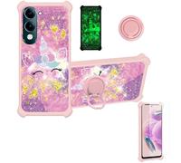bojioderf Custodia Comaptibile per Vivo Y04E Case Custodia [ con 9H HD Vetro Temperato] Cover Supporto PC + Silicone JSF-DJS