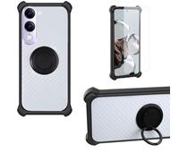 bojioderf Custodia Comaptibile per Vivo Y04S Case Custodia [ con 9H HD Vetro Temperato] Cover Supporto PC + Silicone CSKB-Hei