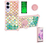 bojioderf Custodia Comaptibile per Vivo Y04S Case Custodia [ con 9H HD Vetro Temperato] Cover Supporto PC + Silicone JSF-YL