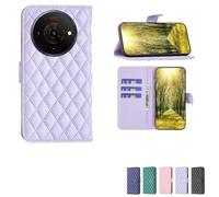 bojioderf Custodia Comaptibile per Zte Blade A76 5G Case Custodia Cover Supporto Premium in PU [ con 9H HD Vetro Temperato] XXF Purple