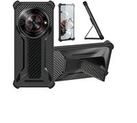 bojioderf Custodia Comaptibile per ZTE Nubia Focus 2 Ultra 5G Cover Custodia Case Ibrida [con Protezione dello Schermo in Vetro temperato] [Supporto Magnetico Pieghevole] Nero