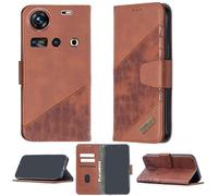 bojioderf Custodia Comaptibile per Zte Nubia Z70S Ultra Nx737J Case Custodia Cover Supporto Premium in PU [ con 9H HD Vetro Temperato] BF04 Brown