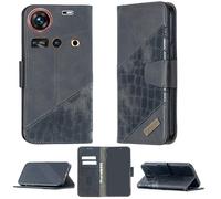 bojioderf Custodia Comaptibile per Zte Nubia Z70S Ultra Nx737J Case Custodia Cover Supporto Premium in PU [ con 9H HD Vetro Temperato] BF04 Black