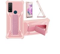 bojioderf Custodia per TCL 20 Se 20se Coque Custodia Case Ibrida [con Protezione dello Schermo in Vetro temperato] [Supporto Magnetico Pieghevole] [Resistente alle Impronte digitali Smerigliato] Rosa