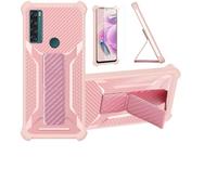 bojioderf Custodia per TCL 20 Se Coque Custodia Case Ibrida [con Protezione dello Schermo in Vetro temperato] [Supporto Magnetico Pieghevole] [Resistente alle Impronte digitali Smerigliato] Rosa