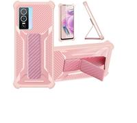 bojioderf Custodia per Vivo Y76 5G Coque Custodia Case Ibrida [con Protezione dello Schermo in Vetro temperato] [Supporto Magnetico Pieghevole] [Resistente alle Impronte digitali Smerigliato] Rosa
